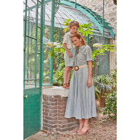 Kidiwi Teal Stripes Linen Donna Womans Long Dress