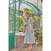 Kidiwi Teal Stripes Linen Donna Womans Long Dress