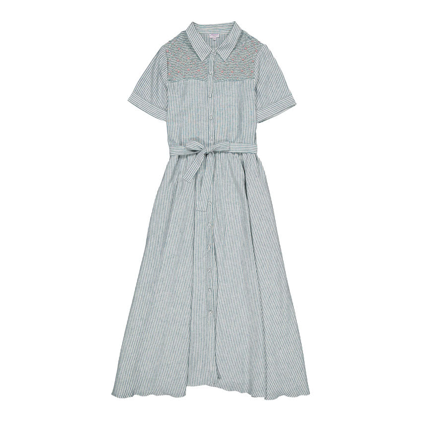 Kidiwi Teal Stripes Linen Donna Womans Long Dress