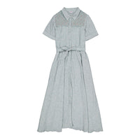Kidiwi Teal Stripes Linen Donna Womans Long Dress