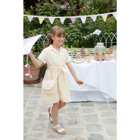 Kidiwi Yellow// White Seersucker Stripes Romane Dress