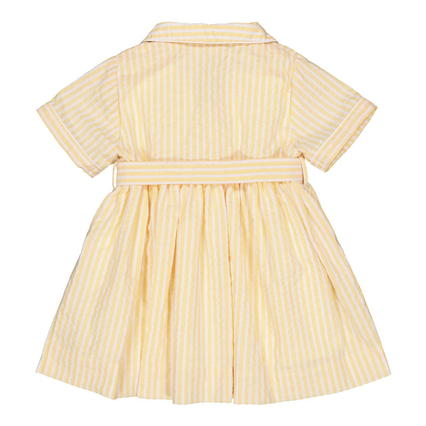 Kidiwi Yellow// White Seersucker Stripes Romane Dress