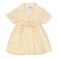Kidiwi Yellow// White Seersucker Stripes Romane Dress
