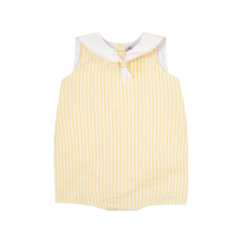 Kidiwi Yellow// White Seersucker Stripes Liseron Romper