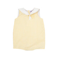 Kidiwi Yellow// White Seersucker Stripes Liseron Romper
