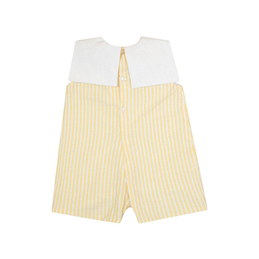 Kidiwi Yellow// White Seersucker Stripes Liseron Romper