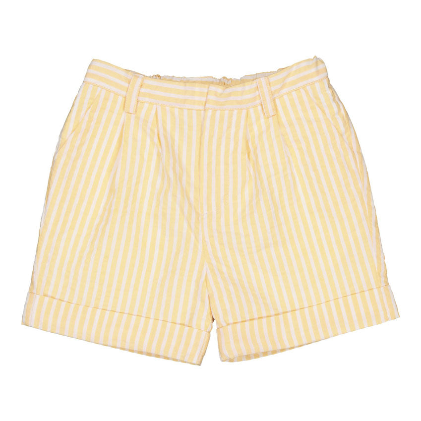 Kidiwi Yellow// White Seersucker Stripes Adam Shorts
