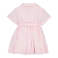 Kidiwi Pink/White Seersucker Stripes Romane Dres