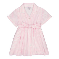 Kidiwi Pink/White Seersucker Stripes Romane Dres