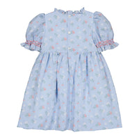 Kidiwi Blue Seersucker Gingham/Bouquet Dress