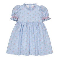 Kidiwi Blue Seersucker Gingham/Bouquet Dress