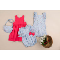 Kidiwi Blue Seersucker Gingham/Bouquet Romper