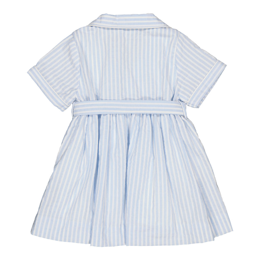 Kidiwi Blue/White Seersucker Stripes Romane Dress