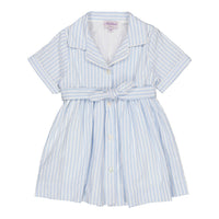 Kidiwi Blue/White Seersucker Stripes Romane Dress