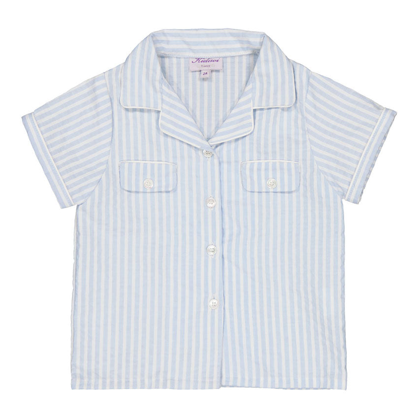 Kidiwi Blue/White Seersucker Stripes Lupin Shirt