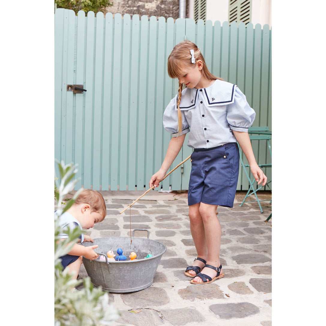 Kidiwi Navy Cotton Pique Sonia Shorts