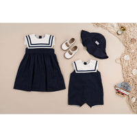 Kidiwi Navy Cotton Pique Viperine Romper