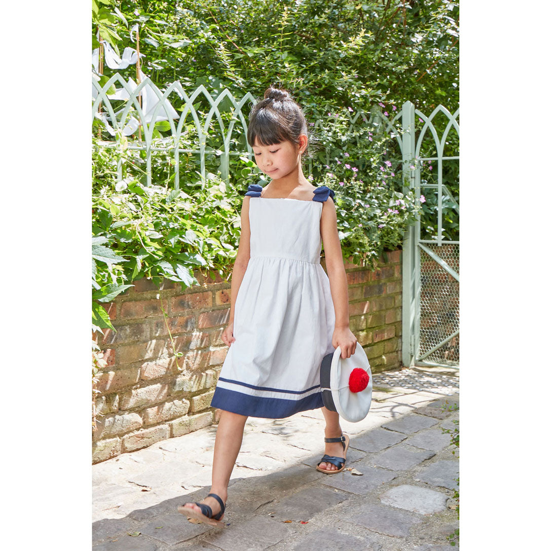 Kidiwi White Cotton Pique Sidonie Pinafore Dress