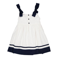 Kidiwi White Cotton Pique Sidonie Pinafore Dress
