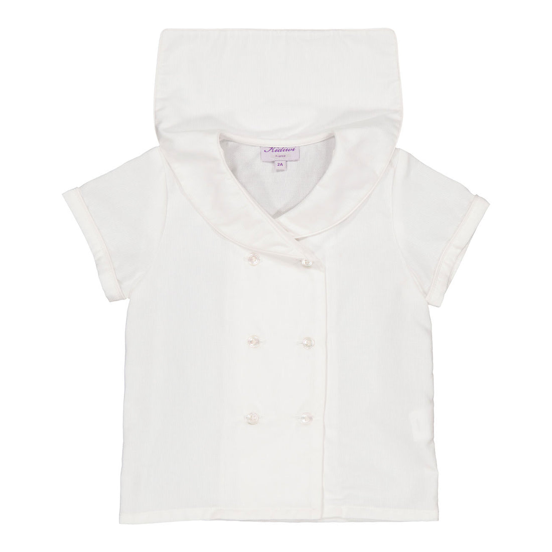 Kidiwi White Cotton Pique Ambroise Sailor Shirt