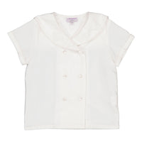 Kidiwi White Cotton Pique Ambroise Sailor Shirt
