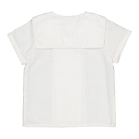 Kidiwi White Cotton Pique Ambroise Sailor Shirt