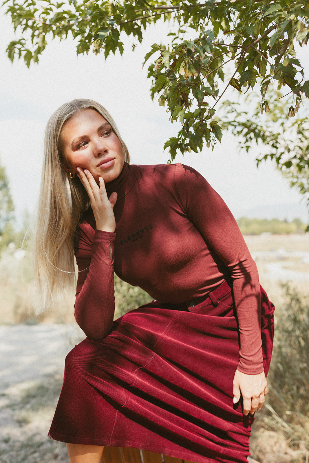 ELEMENTS Maroon Chest Logo Turtleneck