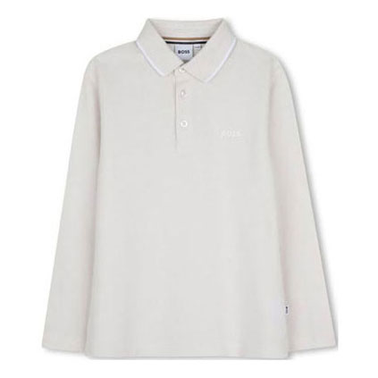Hugo Boss Ivory Contrast Trim Collar Polo