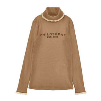 Philosophy Beige Rib Logo Turtleneck