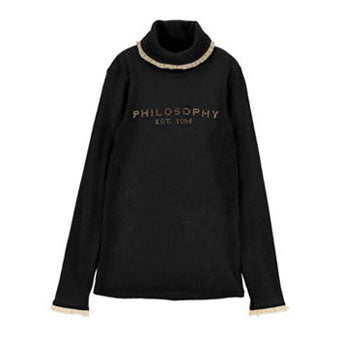 Philosophy Black Rib Logo Turtleneck