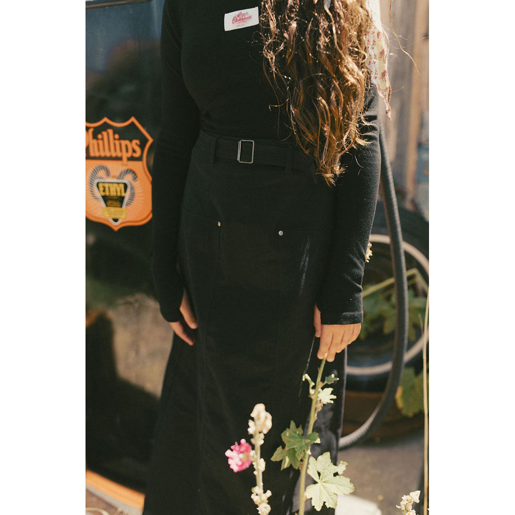 Clubhouse Black Denim Diagnal Detail Maxi Skirt