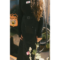 Clubhouse Black Denim Diagnal Detail Maxi Skirt