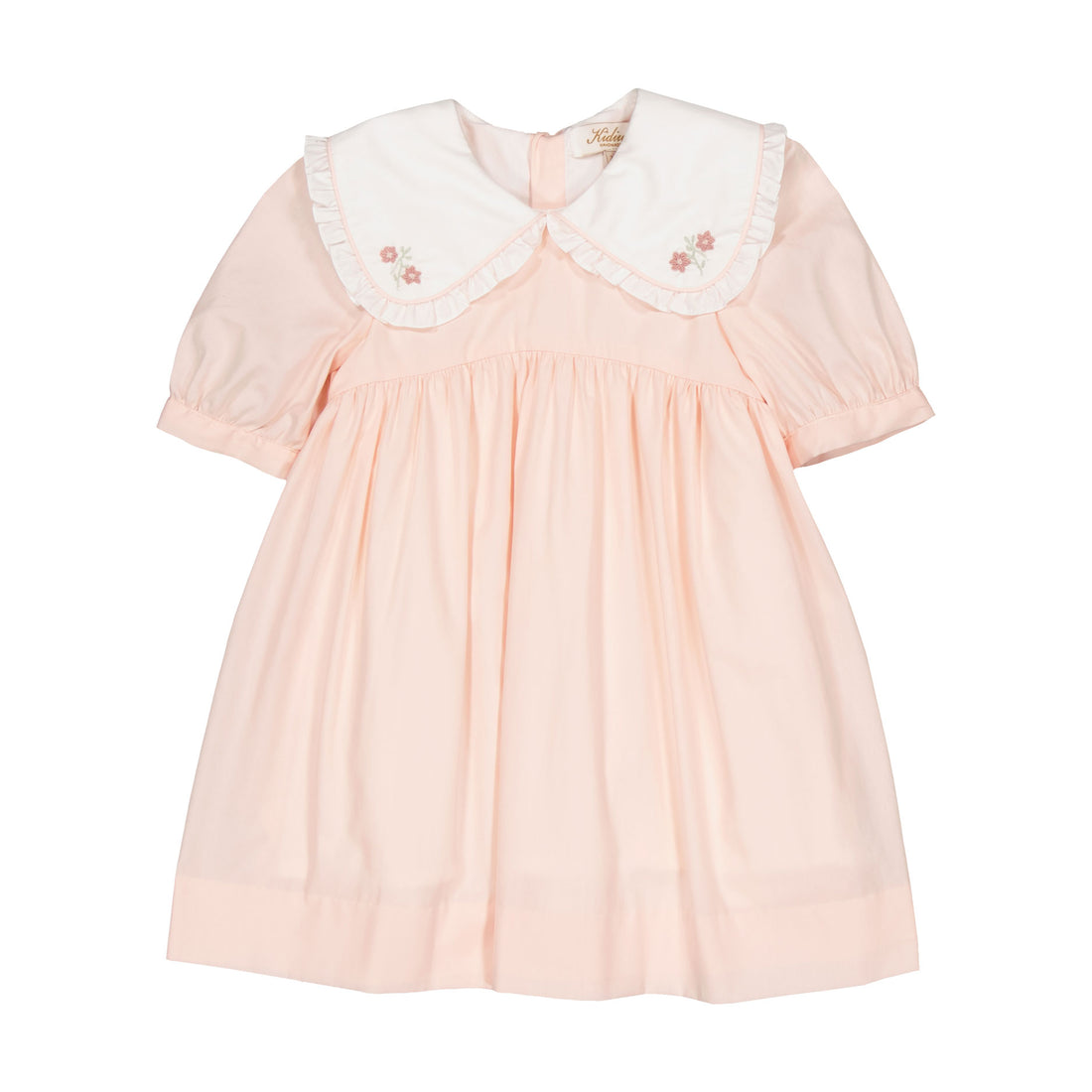Kidiwi Nude Pink Poplin Swanille, Embroidered Dress