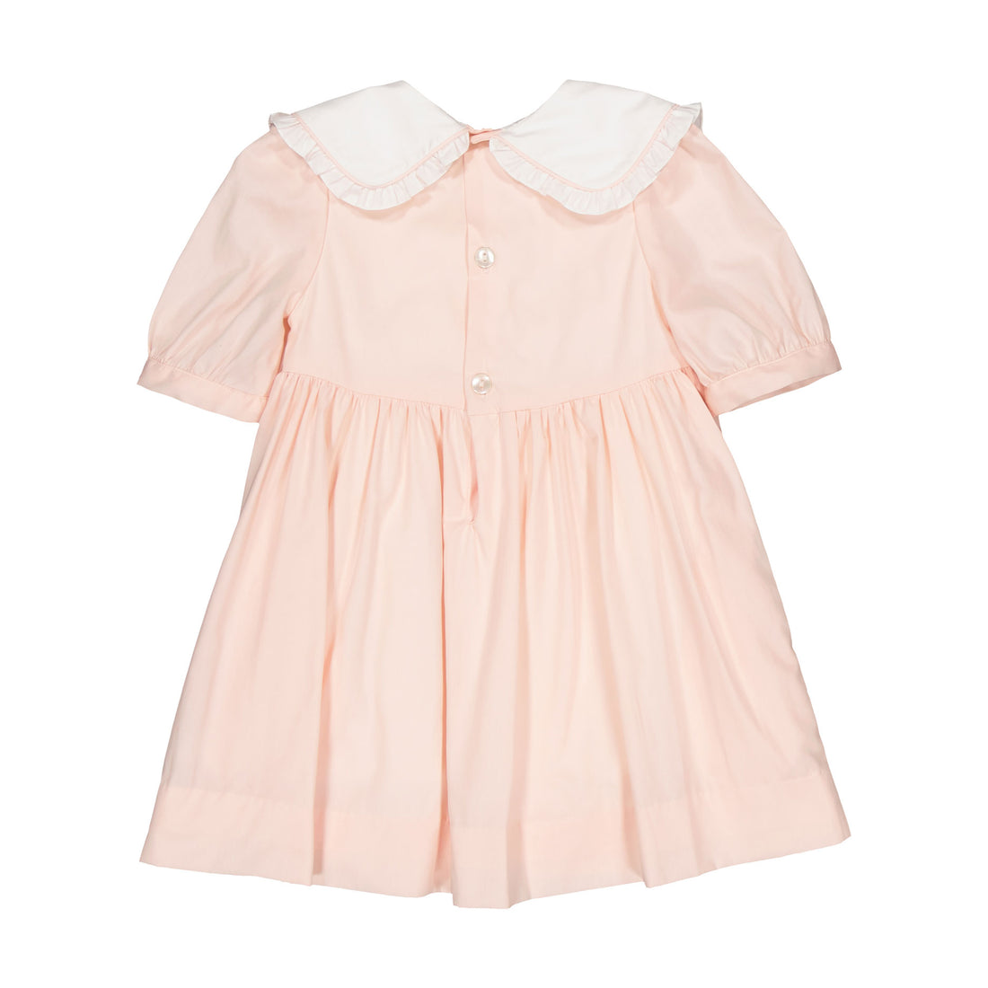 Kidiwi Nude Pink Poplin Swanille, Embroidered Dress