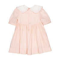 Kidiwi Nude Pink Poplin Swanille, Embroidered Dress