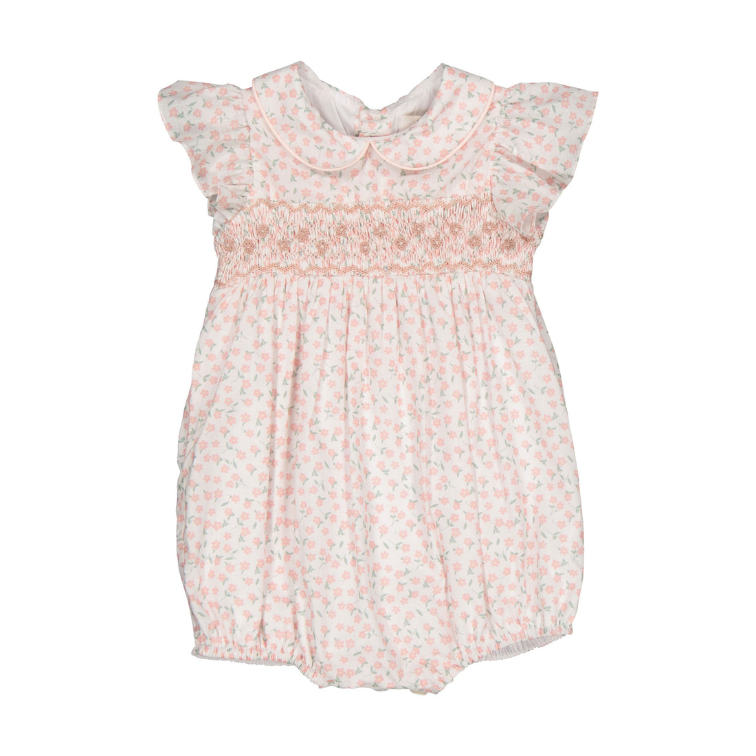 Kidiwi Daisy Pink Print Julyne, Smocked Romper