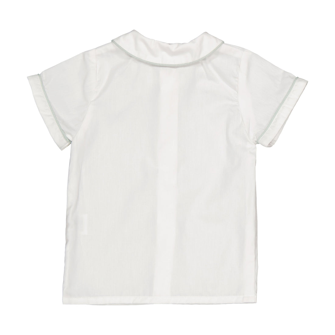 Kidiwi White Poplin With Mint Liinen Piping Lucien Shirt
