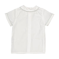 Kidiwi White Poplin With Mint Liinen Piping Lucien Shirt