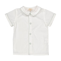 Kidiwi White Poplin With Mint Liinen Piping Lucien Shirt