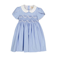 Kidiwi Cornflower Poplin Clemence Smocked Dress