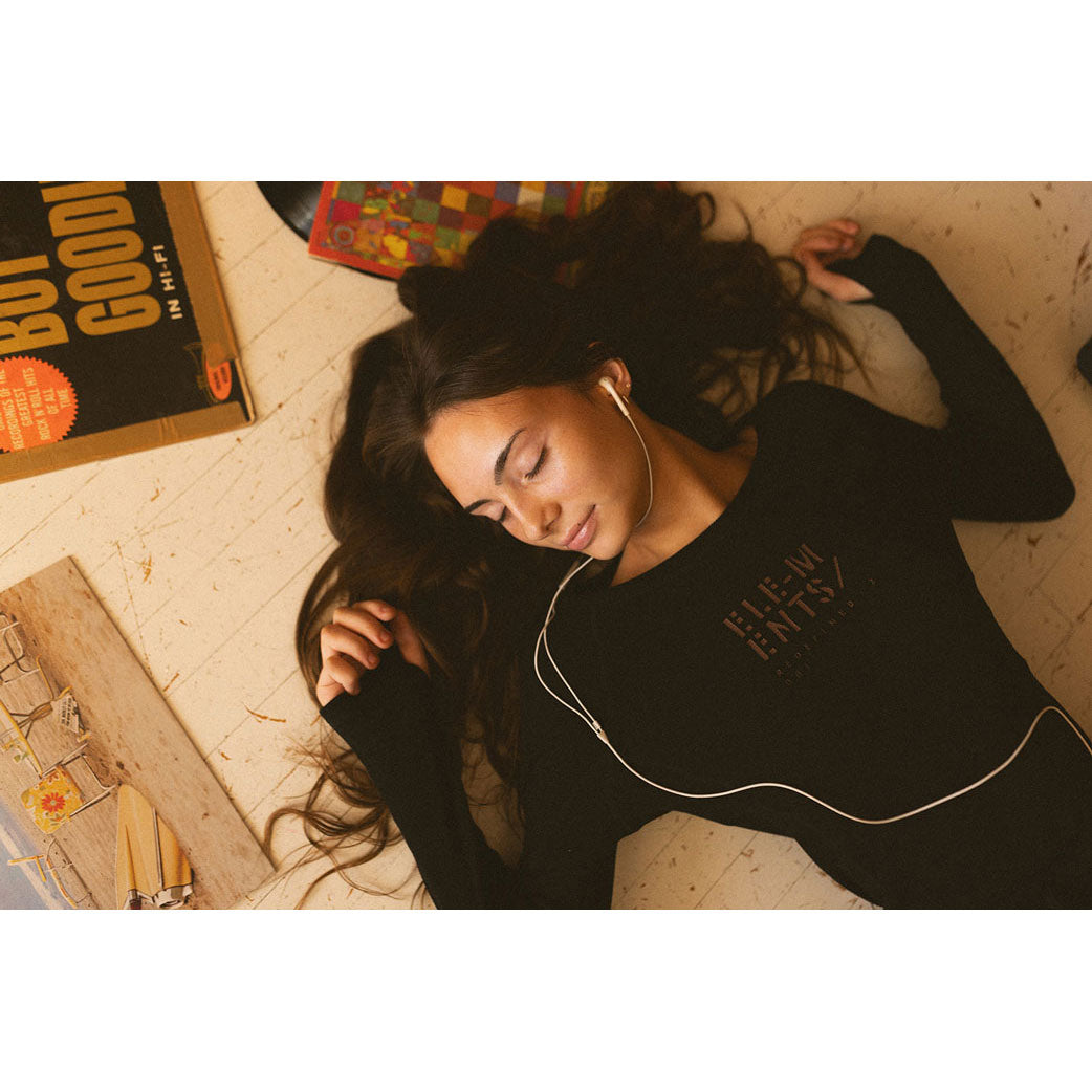 ELEMENTS Black Stamped Waffle Tee