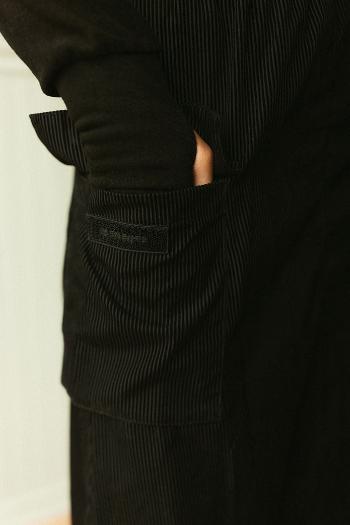 ELEMENTS Jet Black Cord Cargo Maxi Skirt