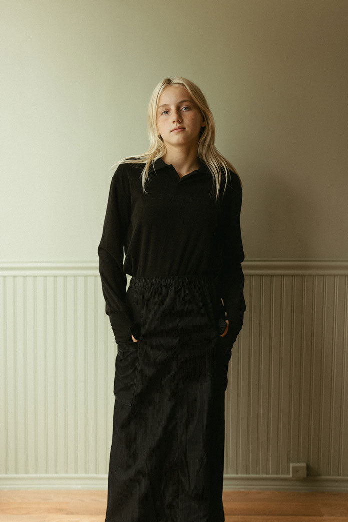ELEMENTS Jet Black Fuzzy Polo Sweatshirt