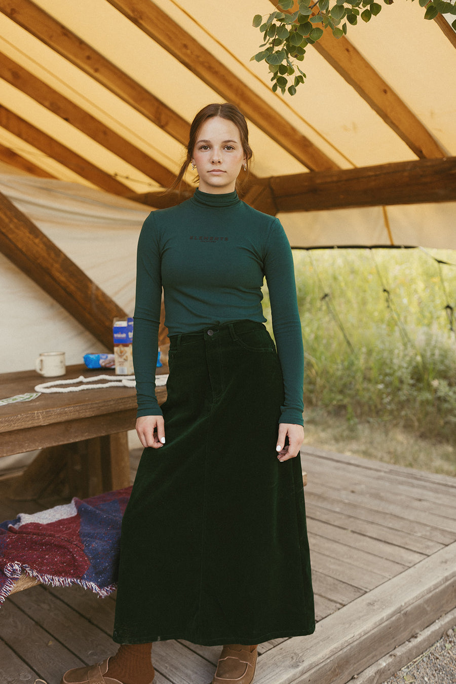ELEMENTS Forest Green Chest Logo Turtleneck