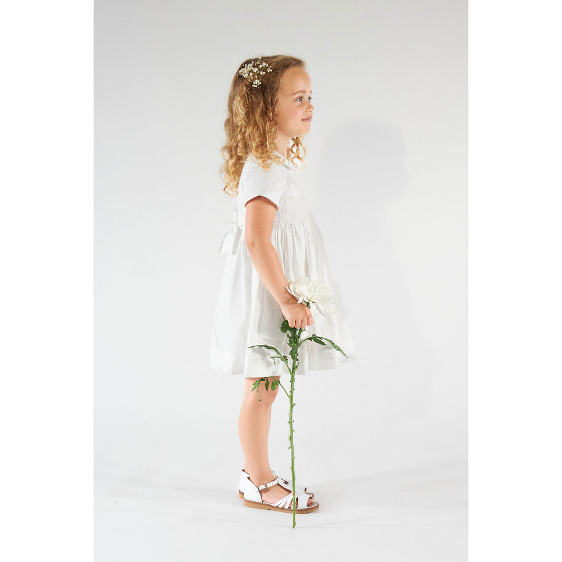 Kidiwi White Clemence Smocked Dress