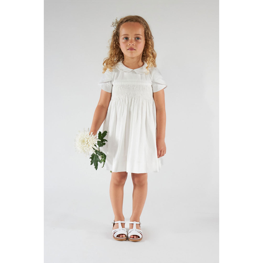 Kidiwi White Clemence Smocked Dress
