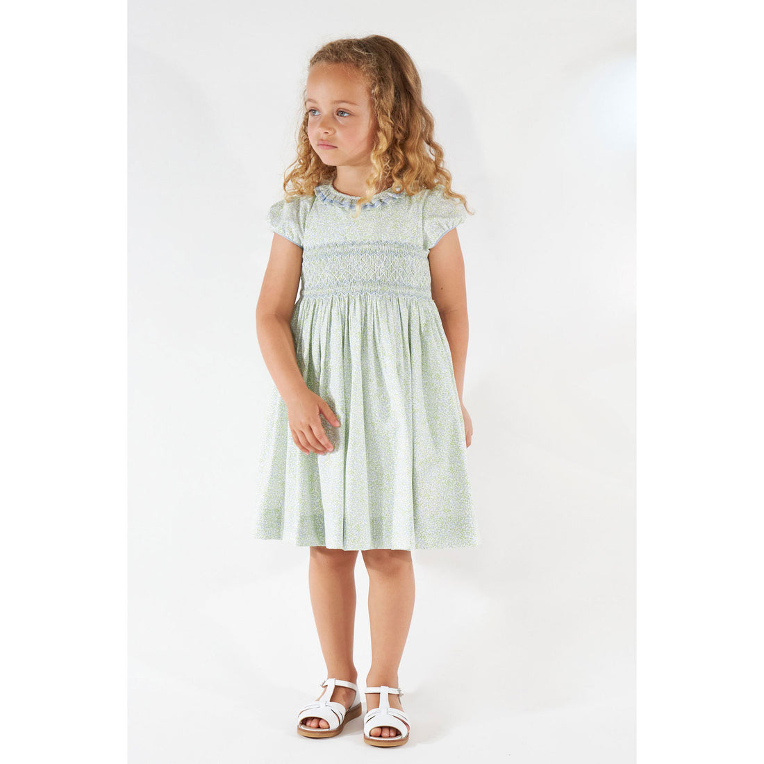 Kidiwi Little Blue Print Hars Smocked Dress
