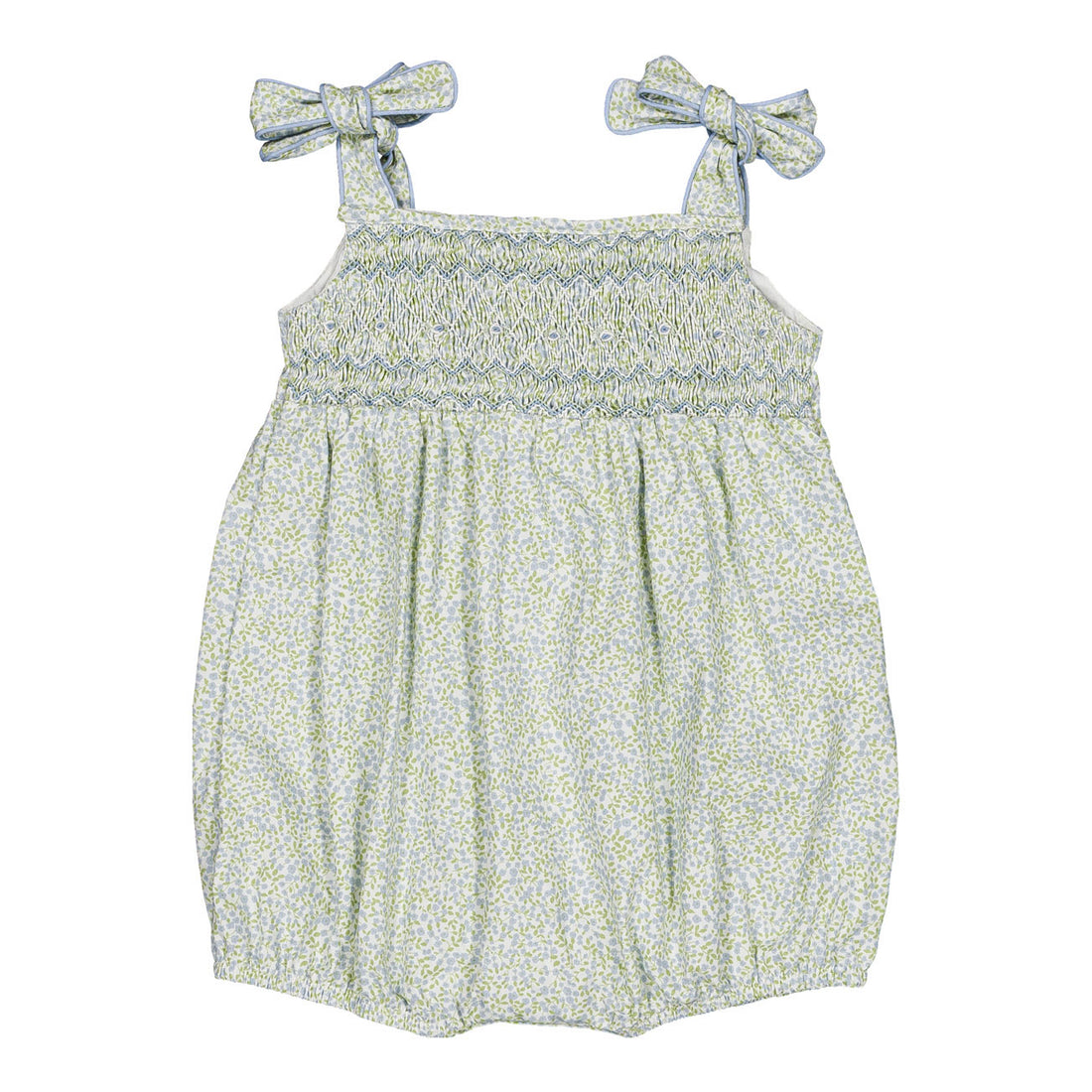 Kidiwi Little Blue Print Francine Smocked Romper