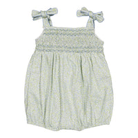 Kidiwi Little Blue Print Francine Smocked Romper