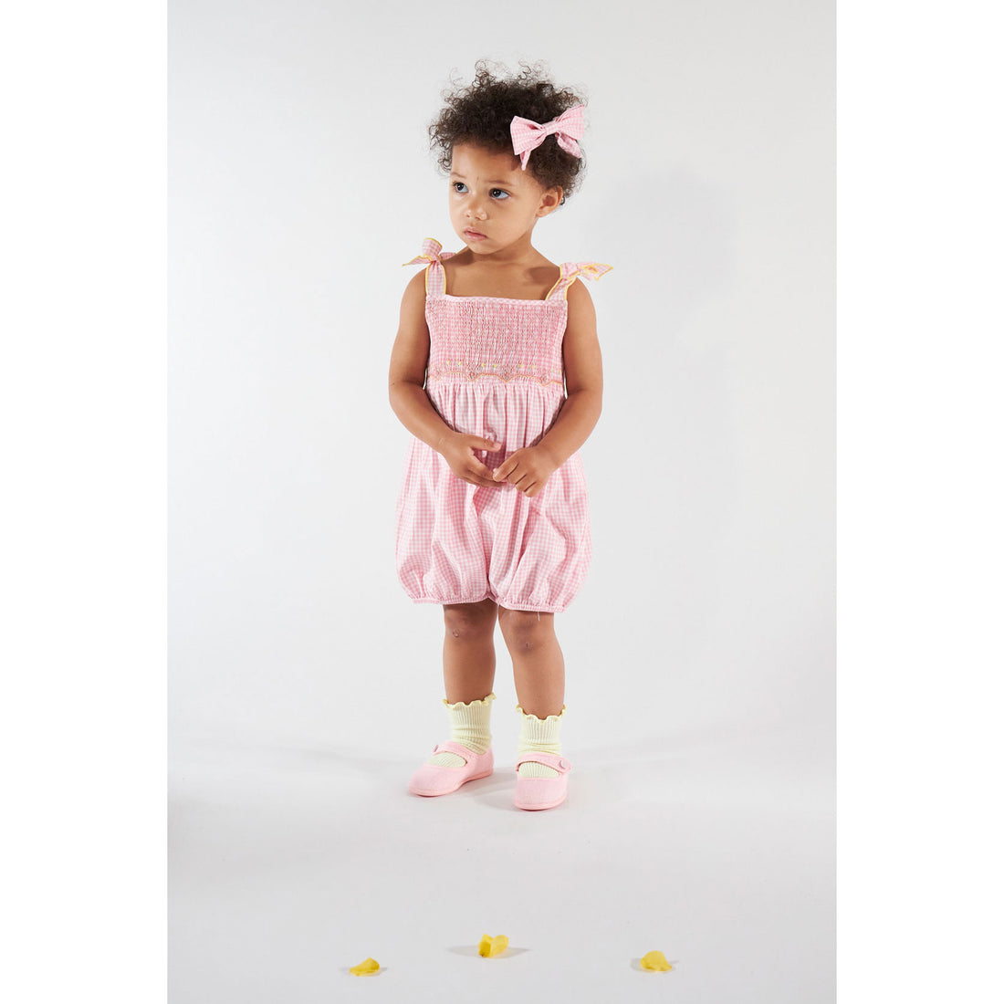 Kidiwi Candy Pink Gingham Francine Smocked Romper